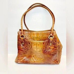 Brahmin Tan Croc-Embossed Shoulder Bag